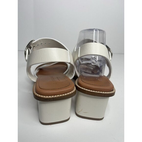 Everlane The Italian Leather Block Heel Sandals in Off White Size 7H (7.5 M) - Picture 3 of 4